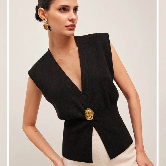 Commense Pink V-Neck Buttoned Detail Sweater Vest - Picture 3 of 9